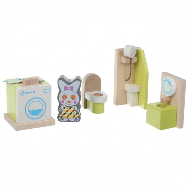 Cubika Wooden Dollhouse Bathroom Set