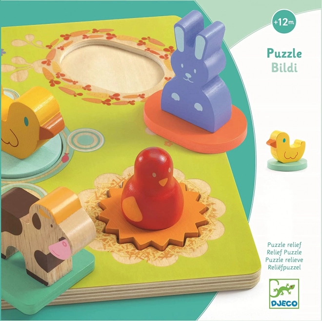 DJECO Holzpuzzle Entchen und Freunde 5 Teile