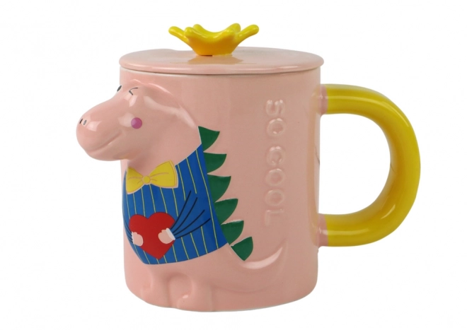 Pink Dinosaur Mug with Lid