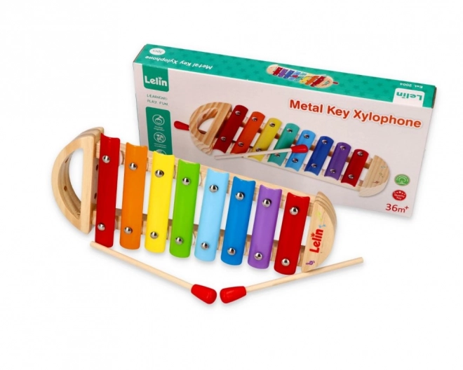 Metal Xylophone in Wooden Frame