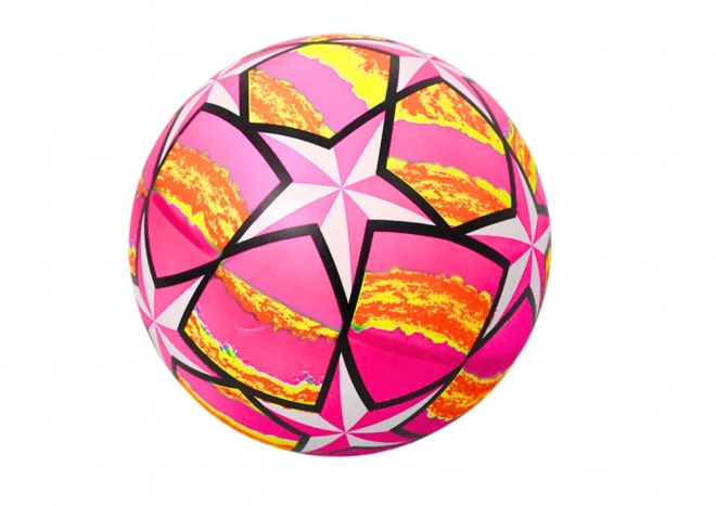 Rubber Ball with Bright Stars Pattern Pink 24cm