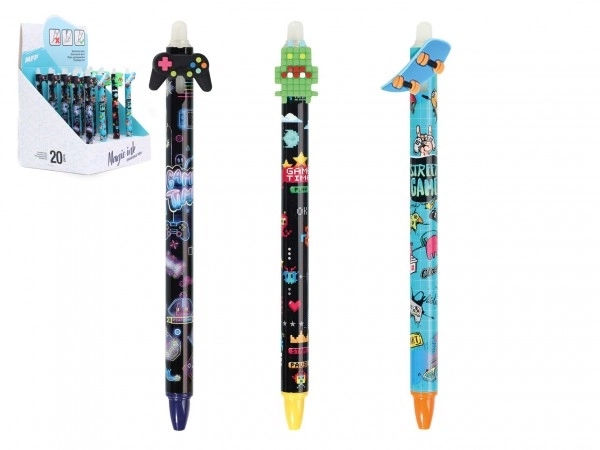 Erasable Gel Pen Skateboard and Gamepad Design Blue