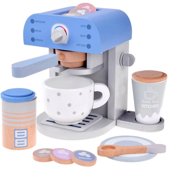 Wooden Blue Coffee Maker Toy with Cup