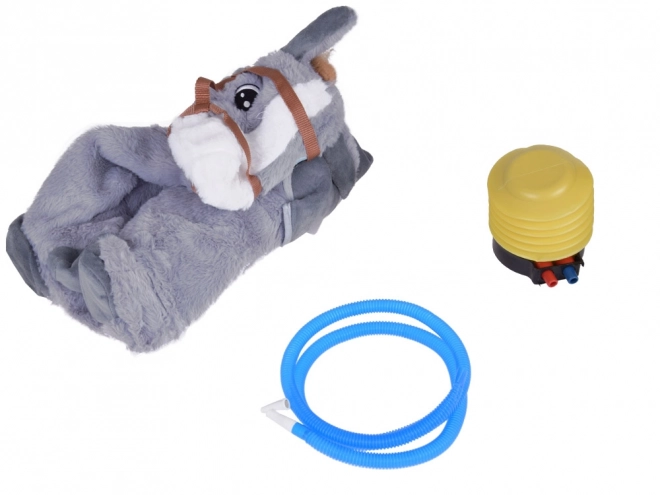 Inflatable Plush Riding Horse for Kids – Grey