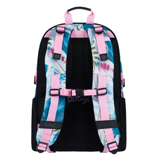 Baagl School Backpack Set: Skate Leafs