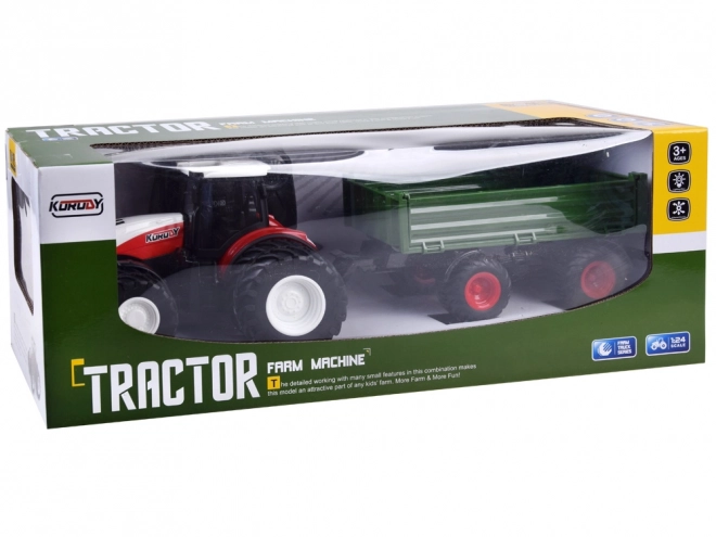 Remote Control Tractor with Green Trailer Toy