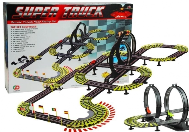 Racing Track Set with Cars and Power Supply