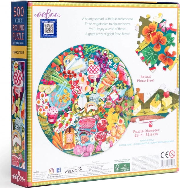 Eeboo Charcuterie Round Puzzle 500 Pieces