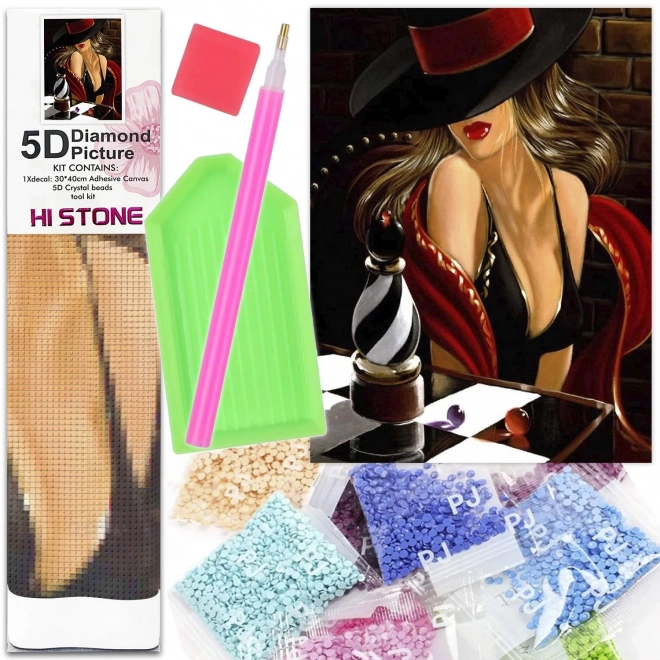 5D Diamond Mosaic Kit Woman with Hat Painting