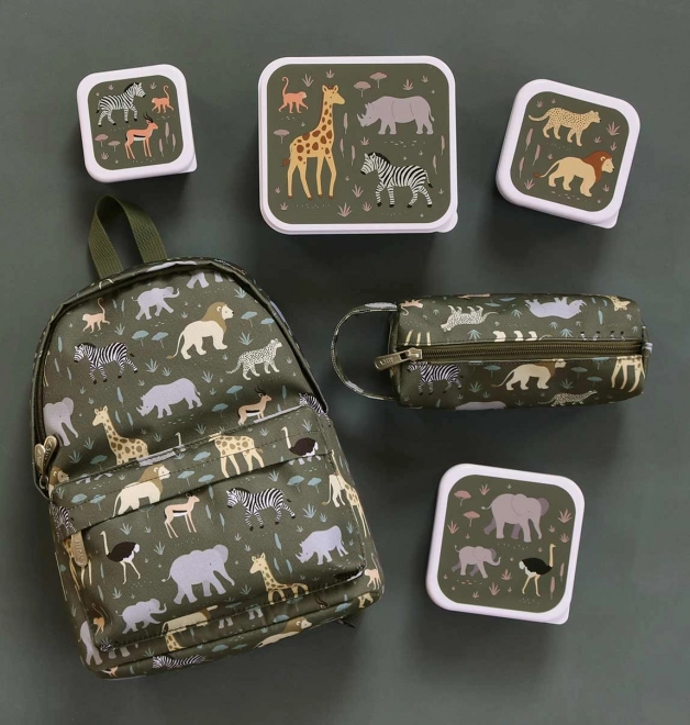 A little lovely company set of four snack boxes savannah animals