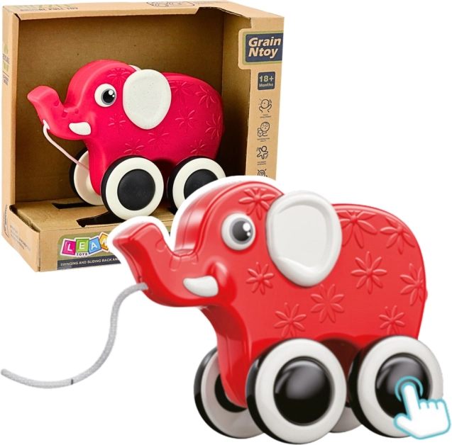 Red Eco-Friendly Pull Elephant with Whistle