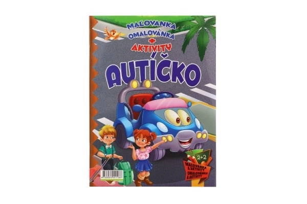 Dětské omalovánky a aktivity s autíčkem a pastelkami