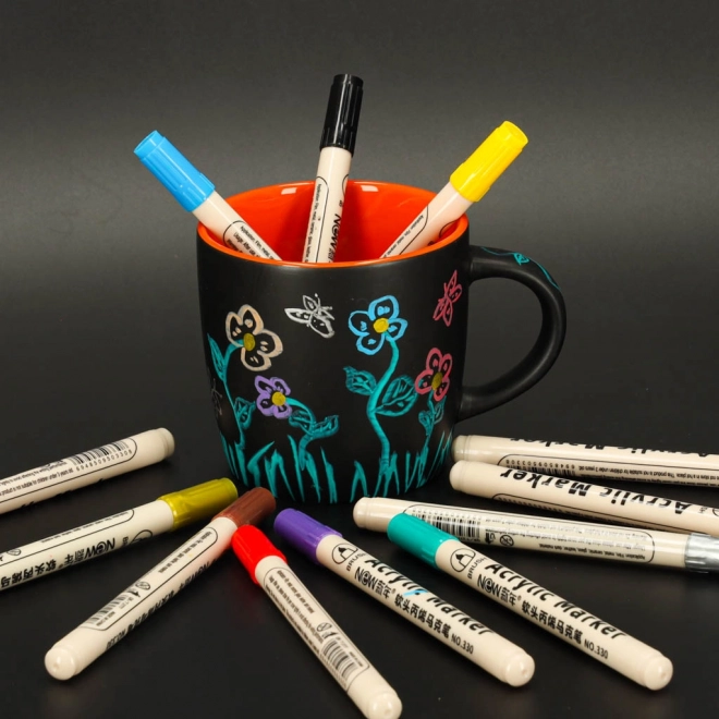 Waterproof Acrylic Markers for Fabric and Stones - Set of 12