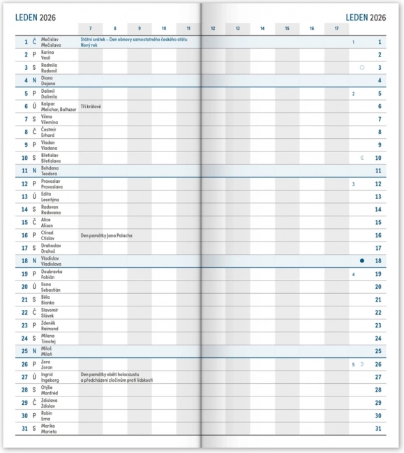 Kapesní agenda Blauw 2026