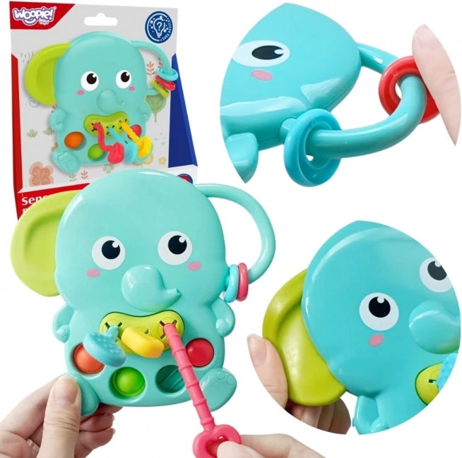 Woopie Baby senzorični grizalo Slonček Montessori 4v1