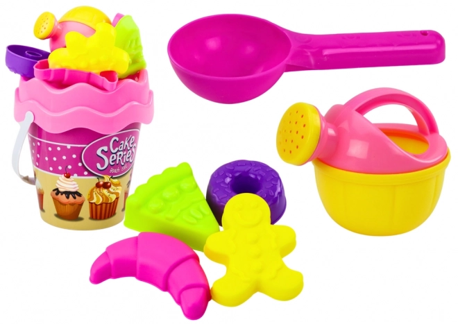 Sand Play Set with Bucket and Molds - Pink