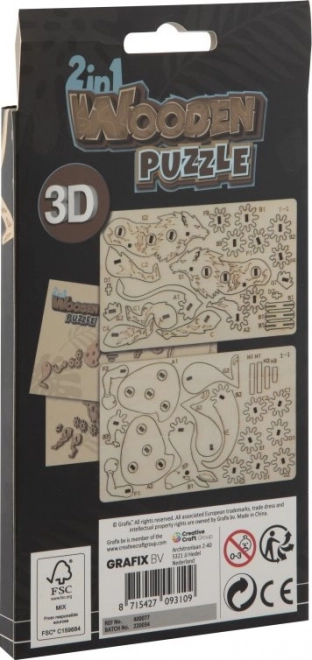 Wooden 3D Puzzle Set - Kangaroo and Lion