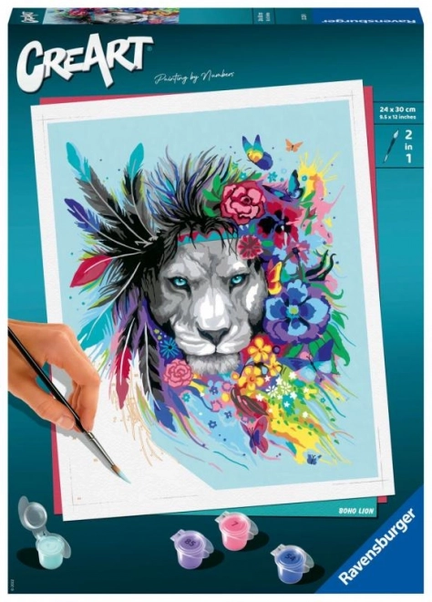 Colorful Lion with Flowers by CreArt