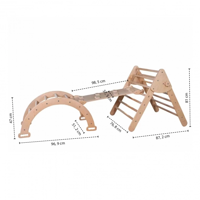 Montessori climber set, large natural wood