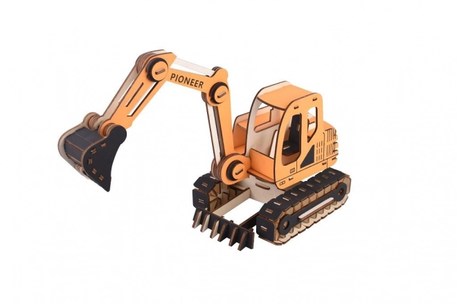 Woodcraft Wooden 3D Puzzle Excavator Orange