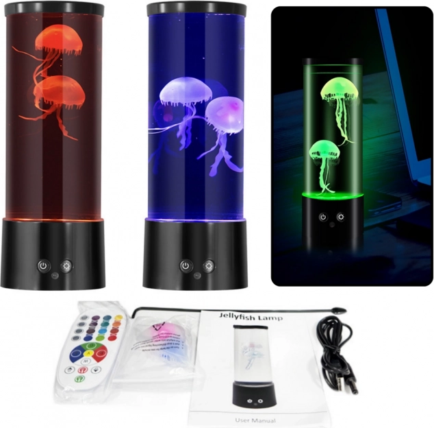 Dekorative LED-Lampe mit Quallen auf Batterien und USB-Kabel