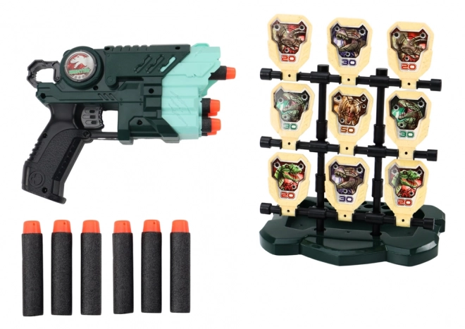 Dinosaur Themed Foam Dart Gun Set with Target