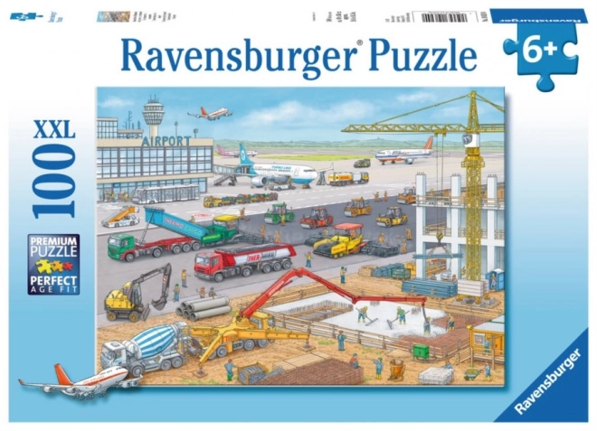 Construction Scene at the Airport XXL Puzzle for Kids