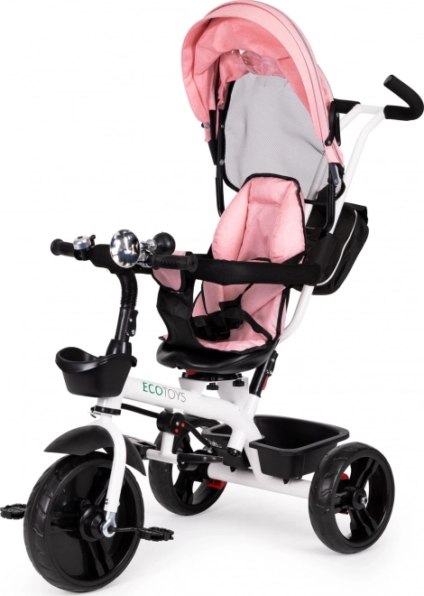 Pink ecotoys tricycle stroller with 360° swivel seat