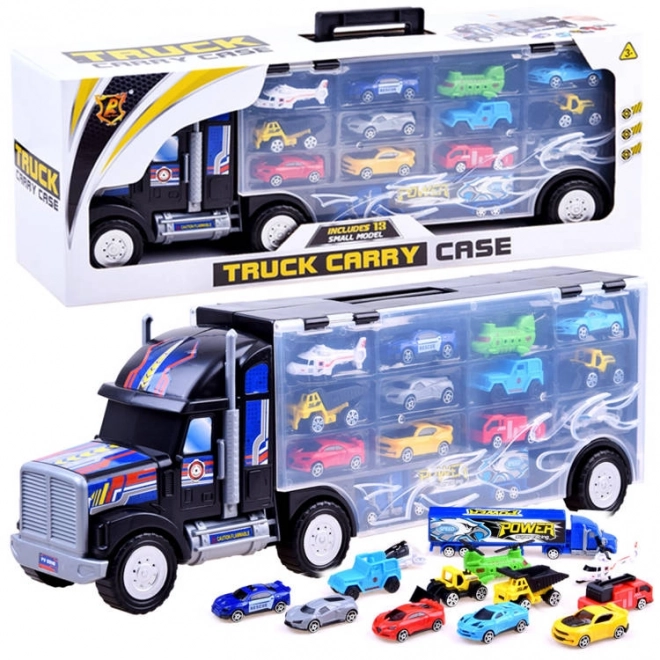 large truck with toy cars set