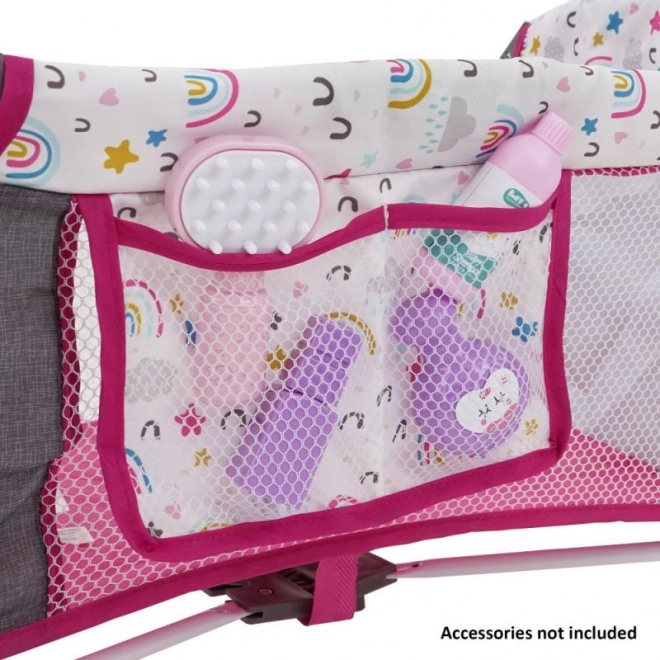 Travel Cot with Carousel for Dolls - Rainbow