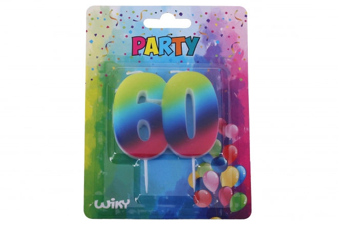 Party Candle Number 60 Rainbow