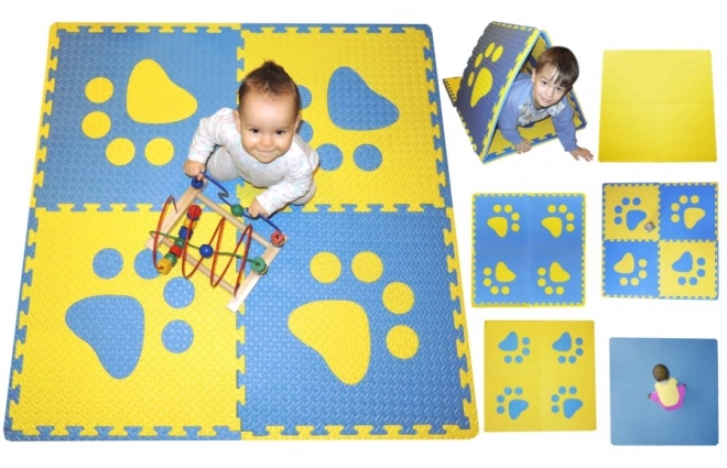 Foam Baby Play Mat with Edges - Blue and Yellow