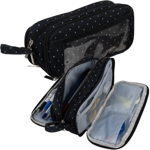 Expandable Triple Pencil Case - Black