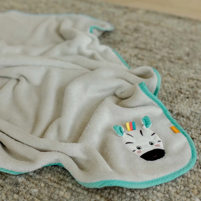 Soft Zebra Blanket with Neon Teether