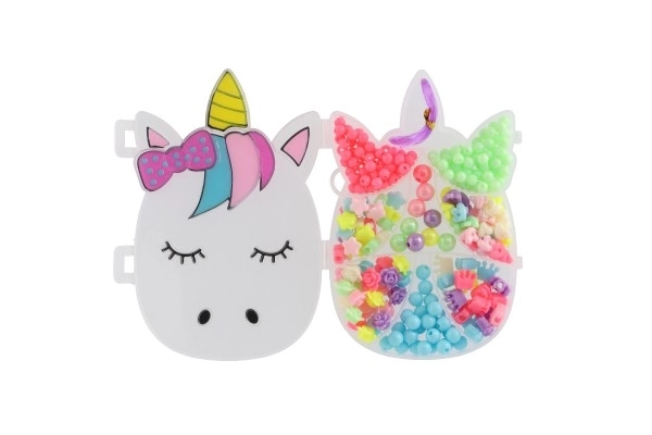 Colorful Beads in Unicorn-Shaped Plastic Box