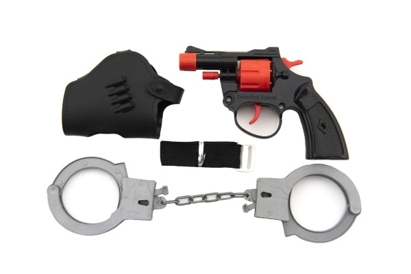 Plastic Toy Cap Gun with Holster and Handcuffs