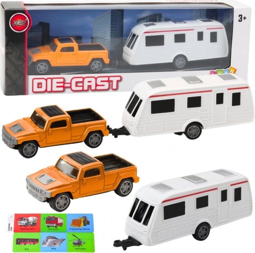 Off-Road Car Set With Camping Trailer - Orange