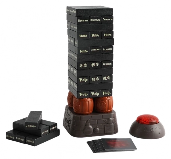 Top Bright Wooden Tower Game with Timer - Black