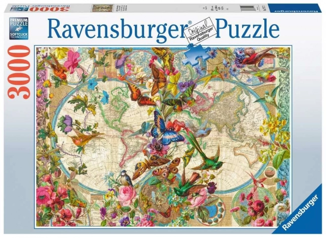 World Map Jigsaw Puzzle 3000 Pieces Flora and Fauna