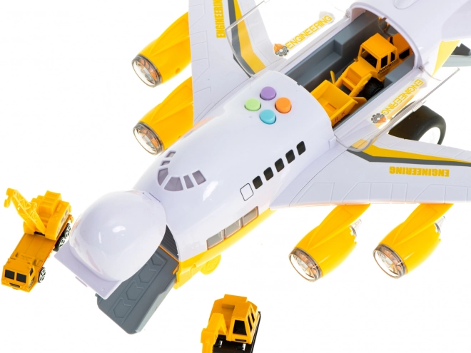 Airplane Transporter with Construction Vehicles Set