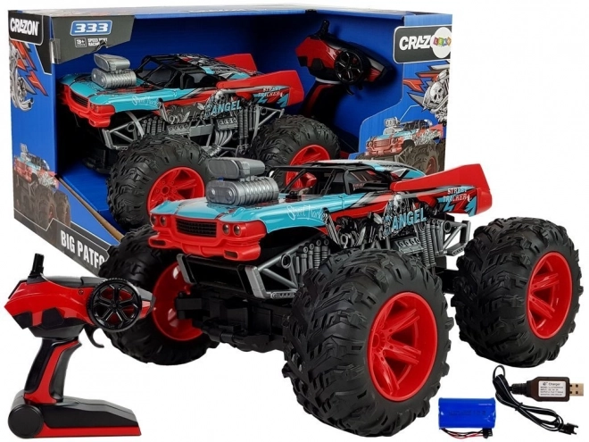 Remote Controlled Off-road Car with Large Red Wheels