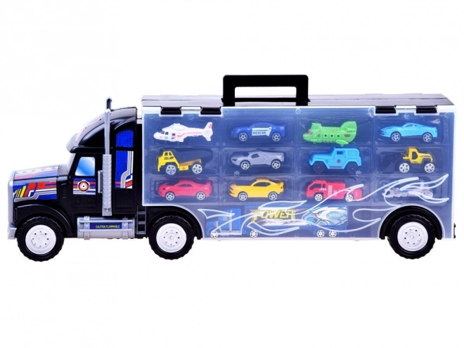 large truck with toy cars set