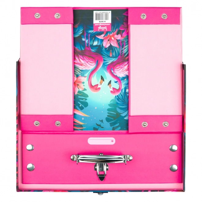 Baagl Foldable School Suitcase with Flamingo Design