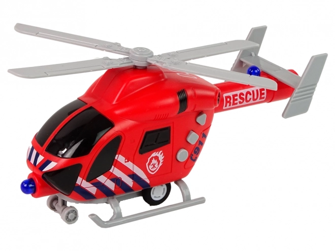 Rescue Helicopter Fire Department Red with Sound and Lights