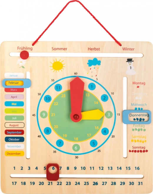 small foot educational calendar with clock german