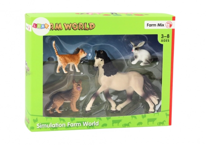 Set of Animal Figures Horse Dog Rabbit Cat 4 Pieces