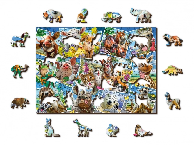 Wooden Puzzle with Animal Figurines