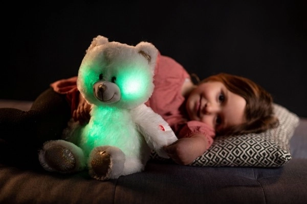 Dreamy White Teddy Bear with Light and Sound