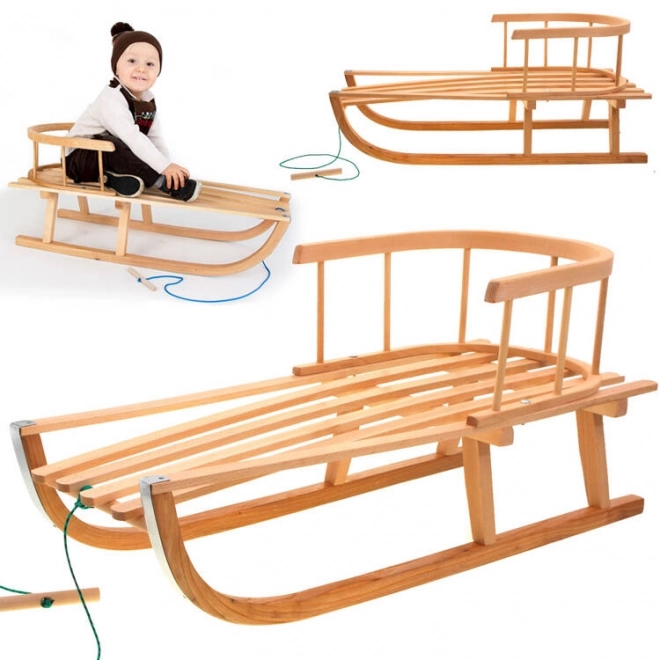 Traditional Wooden Sleds with Backrest and Rope