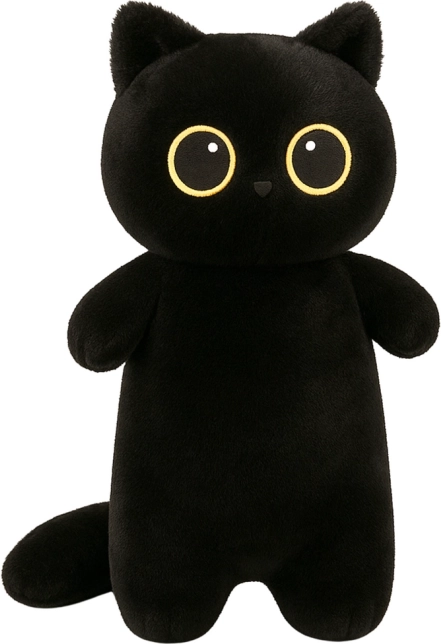 Jouet en peluche chat noir aux grands yeux 65 cm